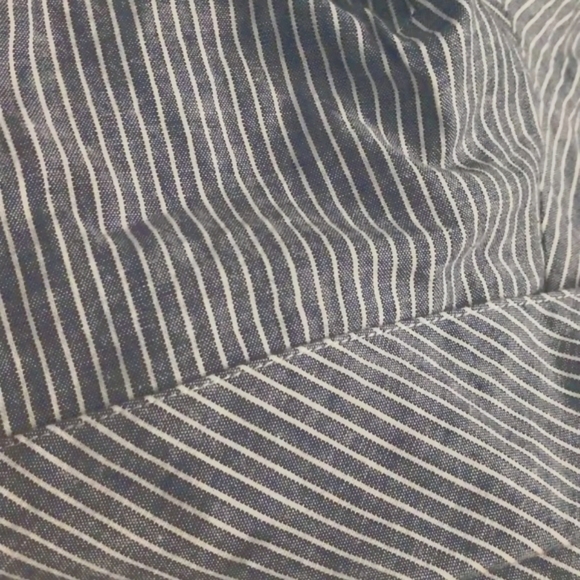 Free People One Shoulder Crop Top Waist Cotton Linen Stripe Blue White Small - Picture 6 of 13